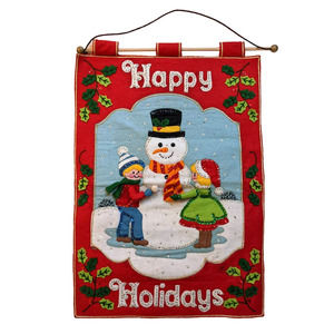 Vintage Christmas Felt Sequin Jeweled Wall Hanging‎ Snowman from Bucilla Kit